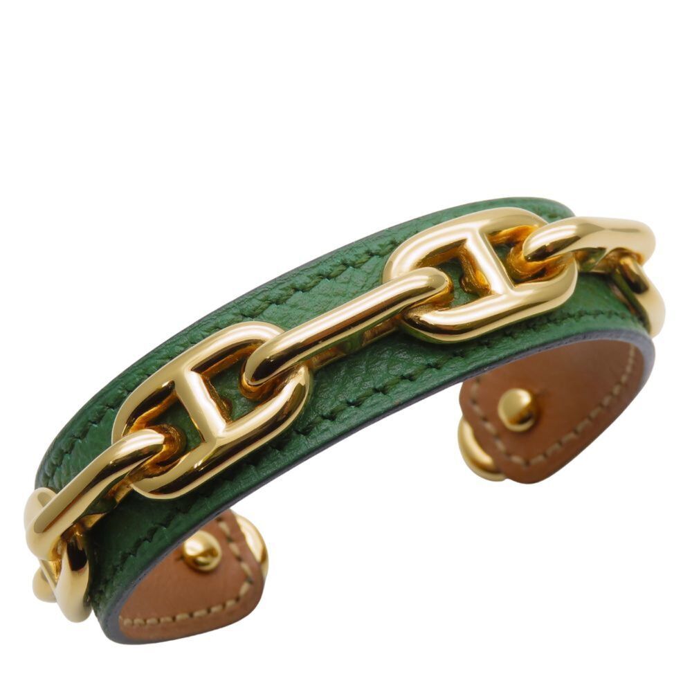 HERMES Green Leather Bracelet